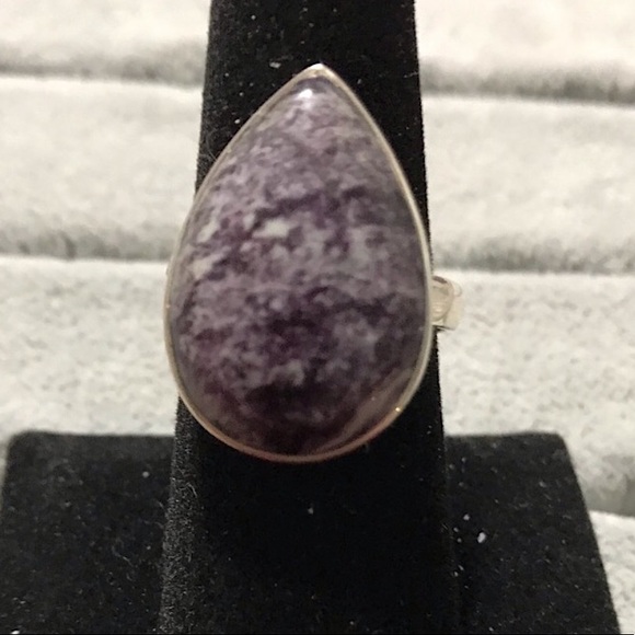 New Sterling Silver Purple Kammererite Teardrop Ring Size 8 Gemstone Kammerite - Picture 9 of 16
